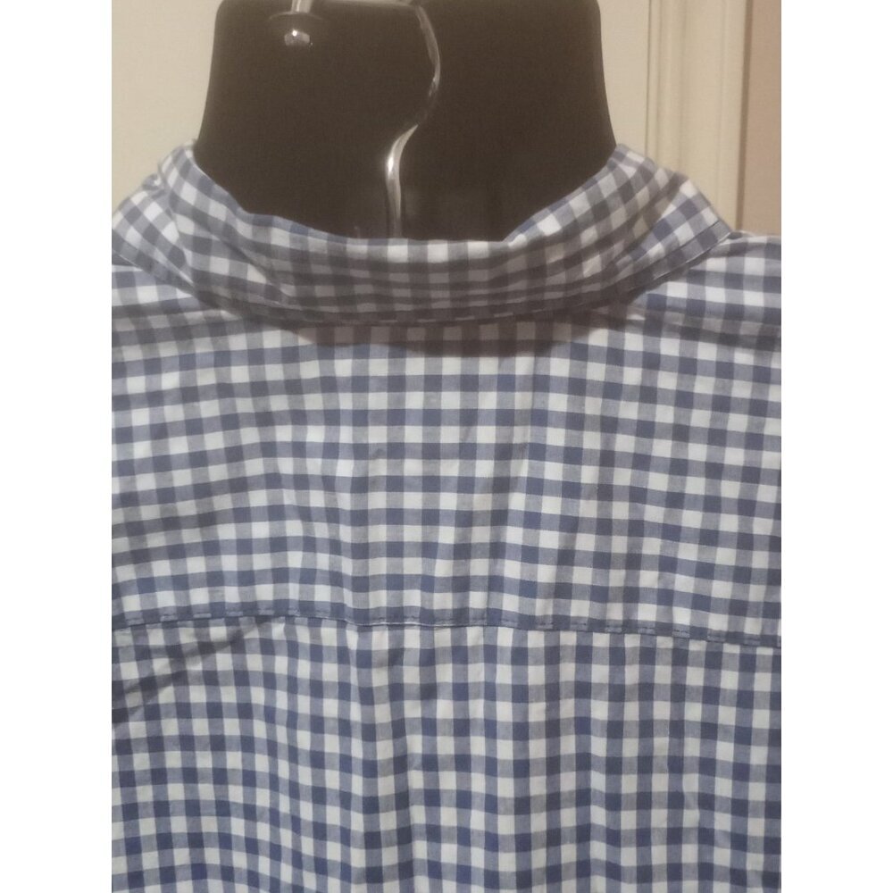 NWT Men's GAP Slim Fit Poplin Stretch Long Sleeve Shirt, Blue White Check 2XL - Picture 9 of 14